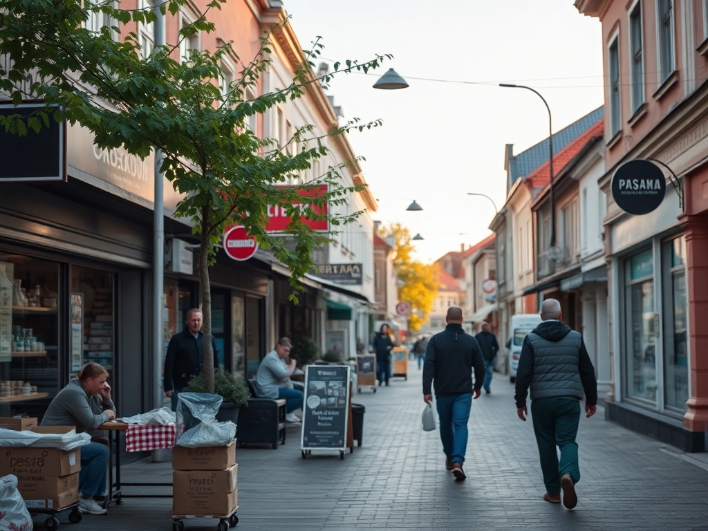 Nowoczesny autobus miejski na tle ulicy w Pruszkowie - oferta pracy